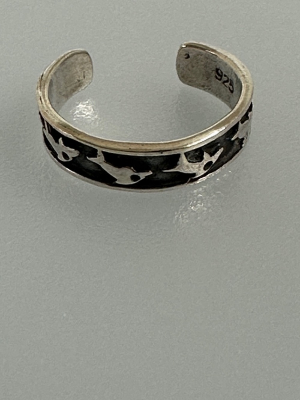Sterling Silver Bird Motif Toe/Adjustable Ring - Silver